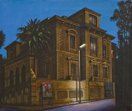 Sergio Ceccotti Villino a piazza Galeno - 1999 olio su tela cm. 50x60 Firma...