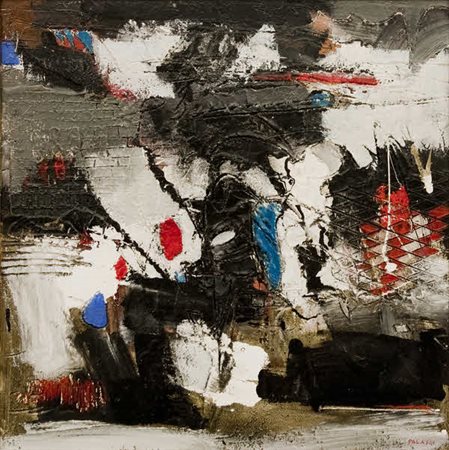 Diego Palasgo Facciata da restaurare - 1999 Polimaterico su tavola cm. 50x50...