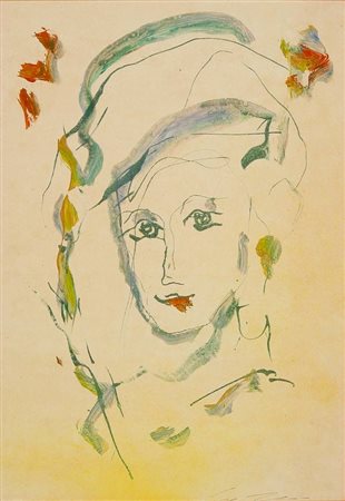 Ernesto Treccani Autoritratto in rosso -1983 dipinto a mano dall’artista su...