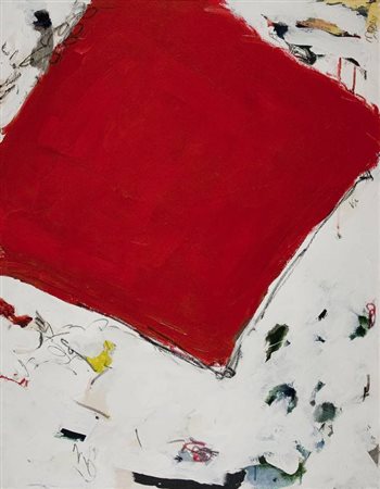 Paolo Patelli Tela con rosso - 1988 olio su tela cm. 90x70 Firma sul retro