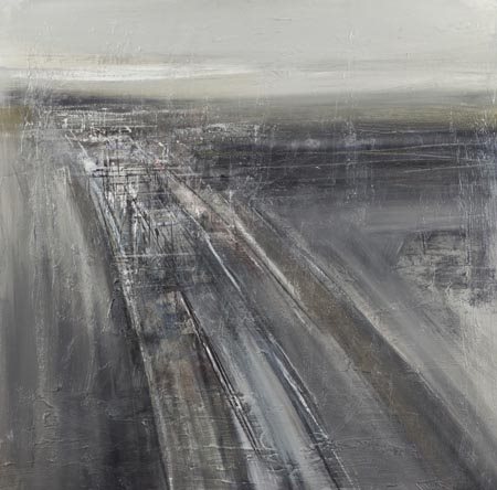 Riccardo Luchini Milano 1949 Verso la città, , Olio su tela, cm. 70x70...