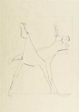 Marino Marini Pistoia 1901 Viareggio 1980 L'idea, 1950, Acquaforte di cm....