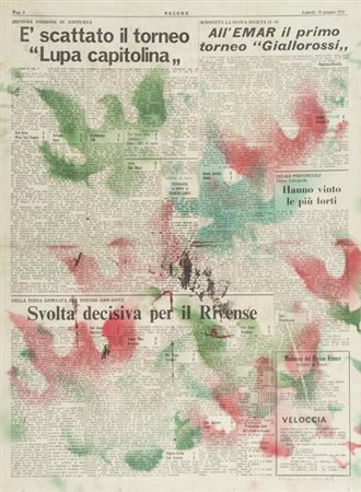 Franco Angeli Roma 1935 1988 Senza titolo, 1972, Smalto su carta di giornale...