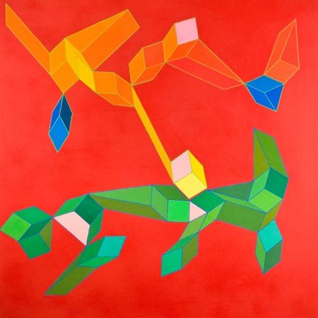 Achille Perilli Roma 1927 Spazio futuro, 1997, Olio su tela, cm. 150x150...