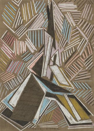 Aldo Mondino Torino 1938 2005, Tour Eiffel, Tecnica mista su cartoncino...