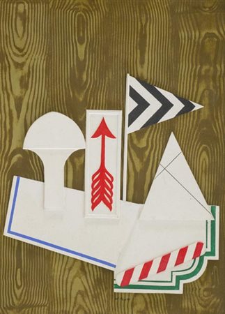 Lucio del Pezzo Napoli 1933 , La freccia, 1966 Collage e tecnica mista su...