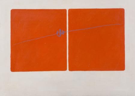 Angelo Verga Milano 1933 1999, Due rossi, 1967 Olio su tela, cm. 50x70 Sul...