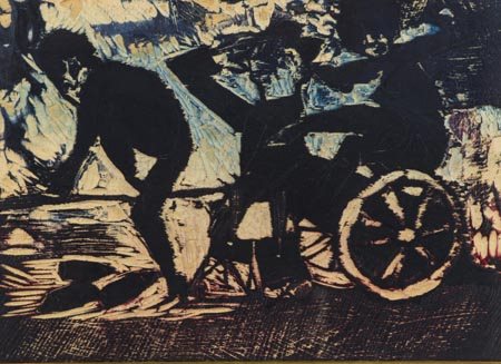 Mino Maccari Siena 1898 Roma 1989, Senza titolo, Matrice in legno, cm....