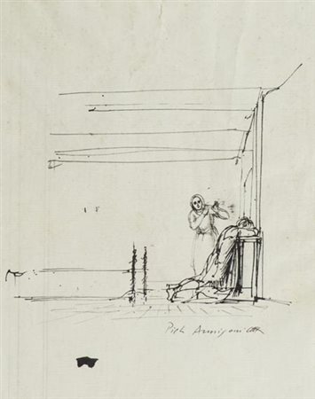 Pietro Annigoni Milano 1910 Firenze 1988, Senza titolo, China su carta, cm....