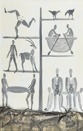 Roberto Barni Pistoia 1939 , Albero in bianco e nero, 1999 Olio e cartonage...