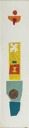 Carlo Bracci Genova 1935 , Senza titolo, Collage su cartoncino, cm. 67x17,5...