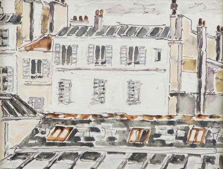 Orfeo Tamburi Jesi (An) 1910 Parigi 1994, Tetti di Parigi, Tecnica mista su...