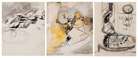 Graham Sutherland (Londra 1903 - 1980) Lotto di 3 opere: - "Study (pagina di...