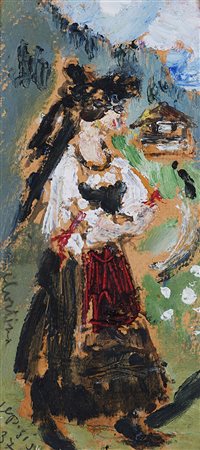 Filippo De Pisis (Ferrara 1896 - Milano 1956) "Ragazza ampezzana" 1937 olio...