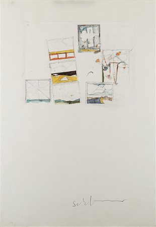 Mario Schifano (Homs 1934 - Roma 1998) "Senza titolo" 1973-77 tecnica mista e...