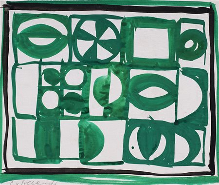Carla Accardi (Trapani 1924 - Roma 2014) "Biancoverdenero" 1963 tempera su...
