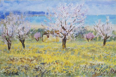 Michele Cascella (Ortona 1892 - Milano 1989) "Paesaggio" 1972 olio su tela,...