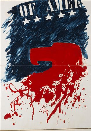 Franco Angeli (Roma 1935 - 1988) "Of America" 1966 tecnica mista su cartone...