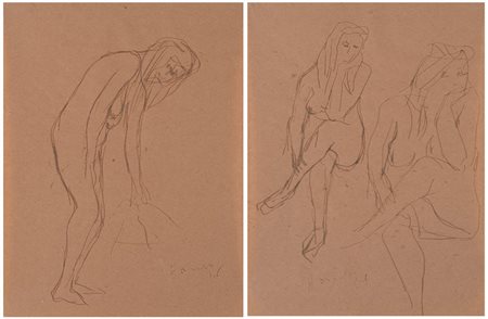 Lucio Fontana (Rosario Di Santa Fé 1899 - Comabbio 1968) Lotto di due opere:...