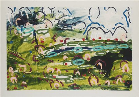 Mario Schifano (Homs 1934 - Roma 1998) "Paesaggio" 1985 smalto e acrilico su...