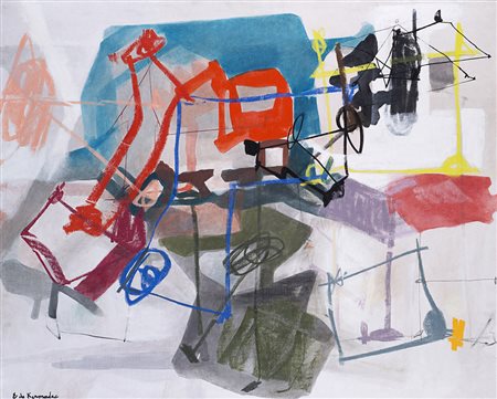 Eugène De Kermadec (Parigi 1899 - 1976) "Dédal situé littéralement" 1965 olio...