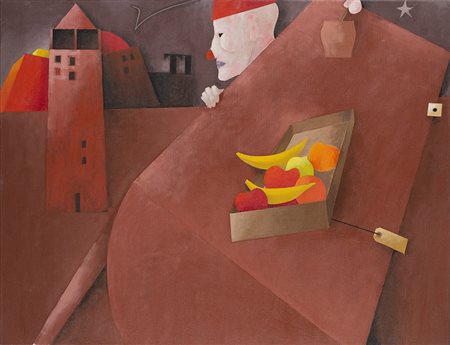 Emilio Tadini (Milano 1927 - 2002) "Profugo" fine anni '80 olio su tela, cm...