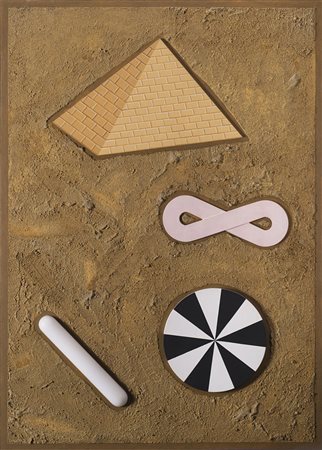 Lucio Del Pezzo (Napoli 1933 - 0) "Archeologia" acrilico, sabbia, collage su...