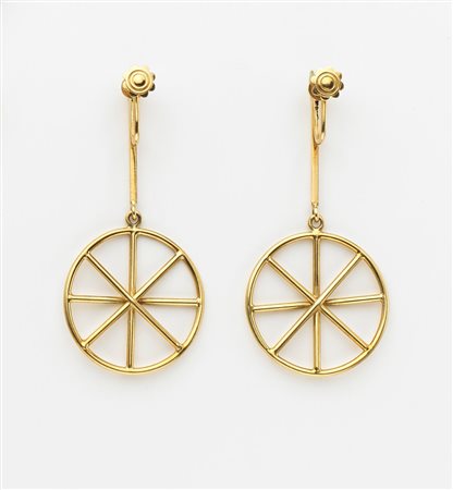 Fausto Melotti (Rovereto 1901 - Milano 1986) "Ruote" 1984 ca. orecchini in...