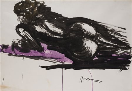 Lucio Fontana (Rosario Di Santa Fé 1899 - Comabbio 1968) "Nudo femminile"...