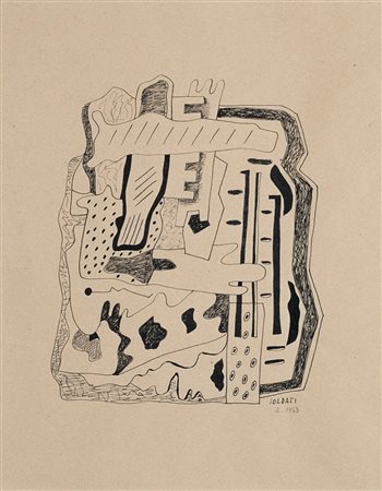 Atanasio Soldati (Parma 1896 - 1953) "Disegno 8" 1933 china su carta, cm...