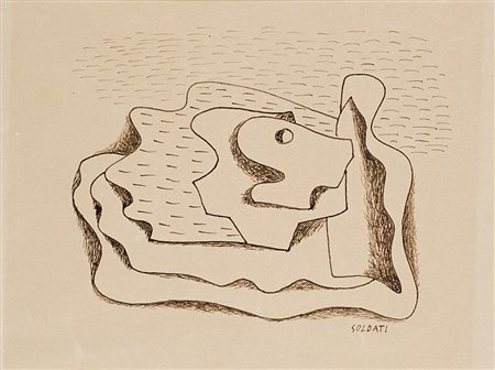 Atanasio Soldati (Parma 1896 - 1953) "Senza titolo" 1932-33 china su carta,...