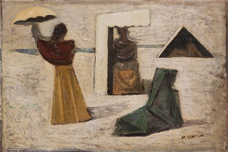 Massimo Campigli (Berlino 1895 - St. Tropez 1971) "Scène de plage / La...