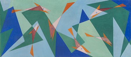 Giacomo Balla (Torino 1871 - Roma 1958) "Futurpesci" 1924 ca. tempera su...