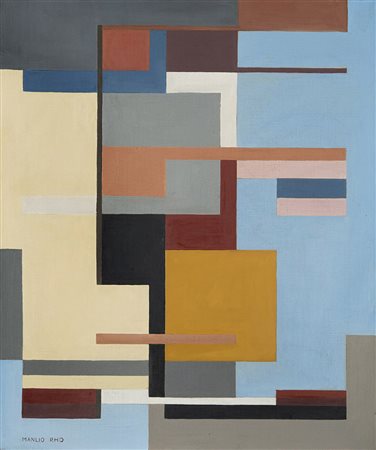 Manlio Rho (Como 1901 - 1957) "Composizione" 1939 olio su tela, cm 54x45,5...