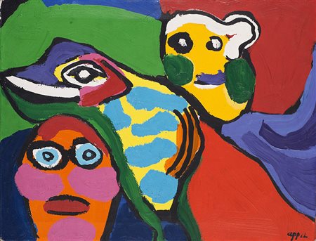 Karel Appel (Amsterdam 1921 - Zurigo 2006) "Senza titolo" acrilico su tela,...