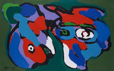 Karel Appel (Amsterdam 1921 - Zurigo 2006) "Senza titolo" 1973 acrilico su...