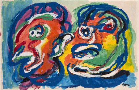 Karel Appel (Amsterdam 1921 - Zurigo 2006) "Senza titolo" tecnica mista su...