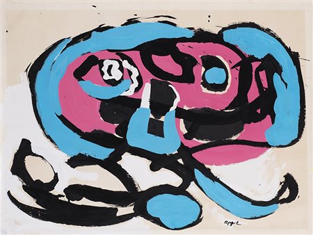 Karel Appel (Amsterdam 1921 - Zurigo 2006) "Senza titolo" acrilico su...
