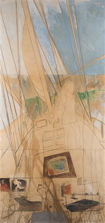 Franco Angeli (Roma 1935 - 1988) "Apparizione" 1971 smalto e tecnica mista su...