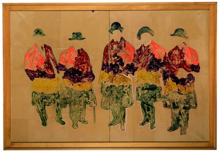 Mario Schifano (Homs 1934 - Roma 1998) "Senza titolo" 1979 smalto su carta...