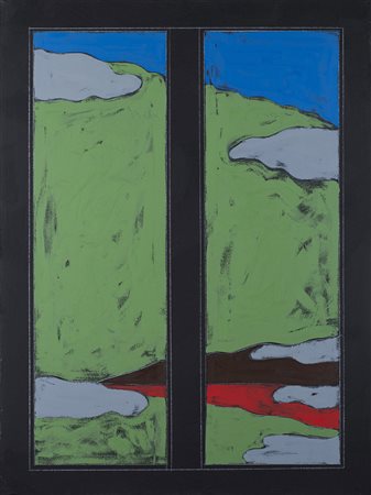 Tano Festa (Roma 1938 - 1987) "Paesaggio senza luce" 1976 acrilico su tela,...