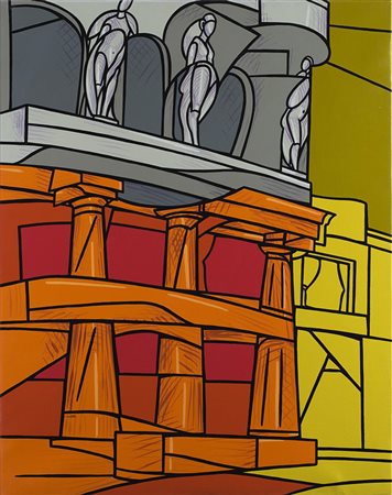 Valerio Adami (Bologna 1935 - 0) "Wien (Kaffeehaus)" fine anni '80 acrilico...