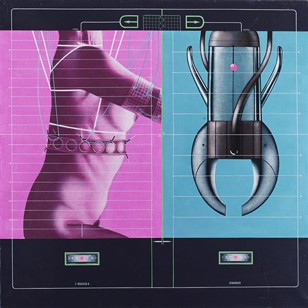 Sergio Sarri (Torino 1938 - 0) "Analisi di contatto" 1973 acrilico su tela,...