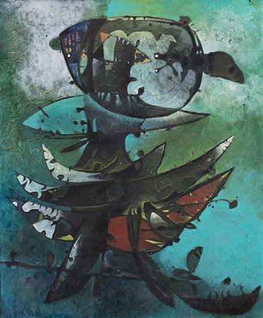 Gianni Dova (Roma 1925 - Milano 1991) "Un'apparizione (personaggio)" 1955...