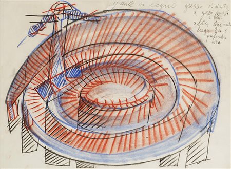 Mario Merz (Milano 1925 - Torino 2003) "Studio per spirale" tecnica mista su...