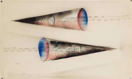 Mario Merz (Milano 1925 - Torino 2003) "Studio" 1981 tecnica mista su carta,...