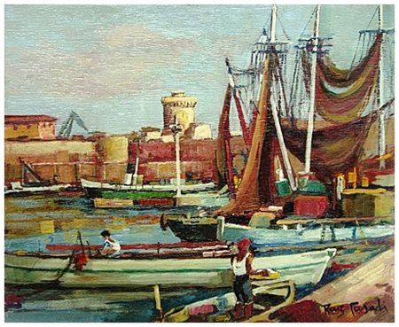 RENZO CASALI Livorno 1898 – Livorno 1977 Senza titolo Olio su tavola 30 x 35....