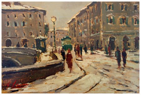 GIOVANNI LOMI Ardenza 1889 – Ardenza 1969 Senza titolo Olio su faesite 20 x...