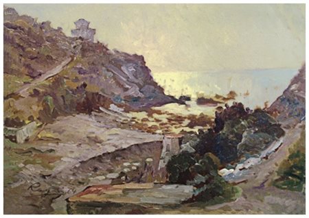BASSO RAGNI Termoli 1921 – Livorno 1979 Castel Boccale in controluce, Livorno...
