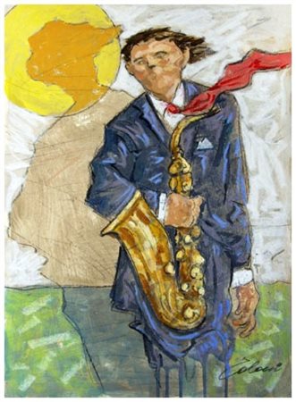 GIAMPAOLO TALANI San Vincenzo 1955 Sassofonista 2016 T.m. su cartone 49 x...